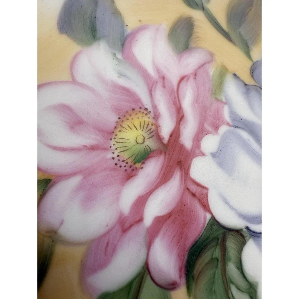 Lefton Hand Painted Floral Plate Pink Blue Flowers Vintage Porcelain‎ Japan